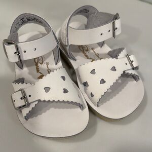 Charming White Kids Sandals with Heart Cutouts